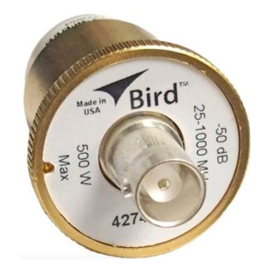 RF Sampler Element Wattmeter untuk Bird 43 frek 25 - 1000MHz, maksimum 500W _ORIGINAL Element WATTMETER BIRD_#,
<br/>Cocok utk RF wattmeter model 43 THRULINE.

<br/>This item is a new Bird 4274-025 plug-in sampler element for your service bench for the Bird 43 wattmeters. This device is used to send an unrectified RF signal to another piece of test equipment like a spectrum analyzer, service monitor or oscilloscope. The output signal is a fixed -50 dB approximate from the signal passing through the wattmeter. The sampler is rated for operation from 20 to 1000 MHz. The sampling signal is available at a BNC connector on the unit.

