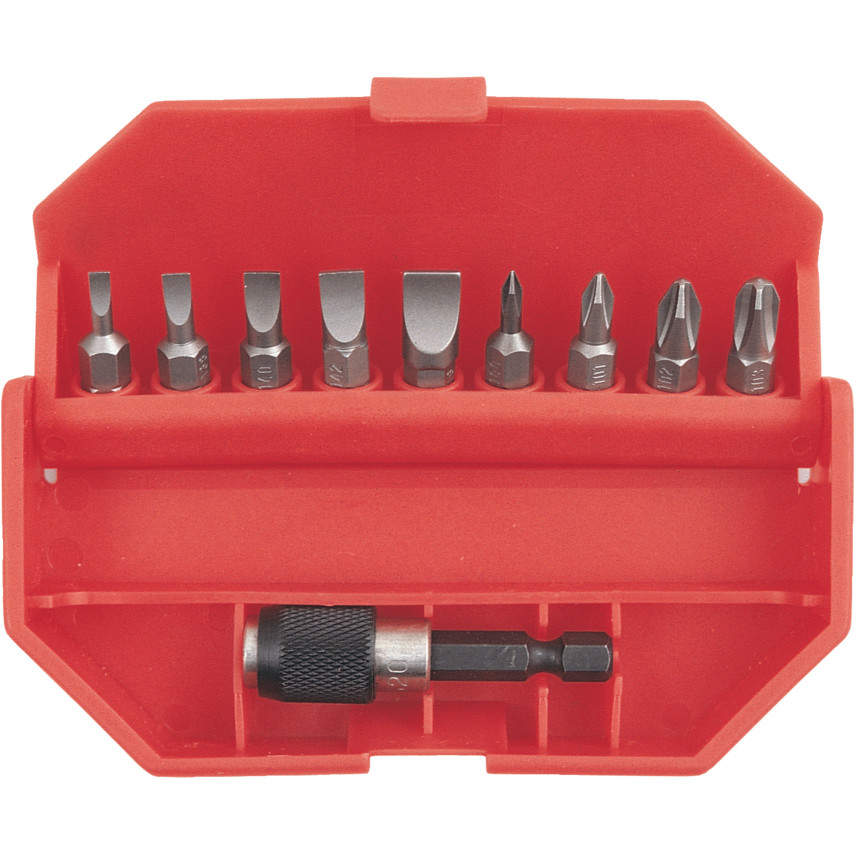 Kennedy.10-PCE SCREWDRIVER BIT SET steel for use on hard and power tools. Flat & Crosspoint Bit Set Flat: 3, 4, 5, 6 and 8mm. Crosspoint: No.0, 1, 2 and 3. All 1/4