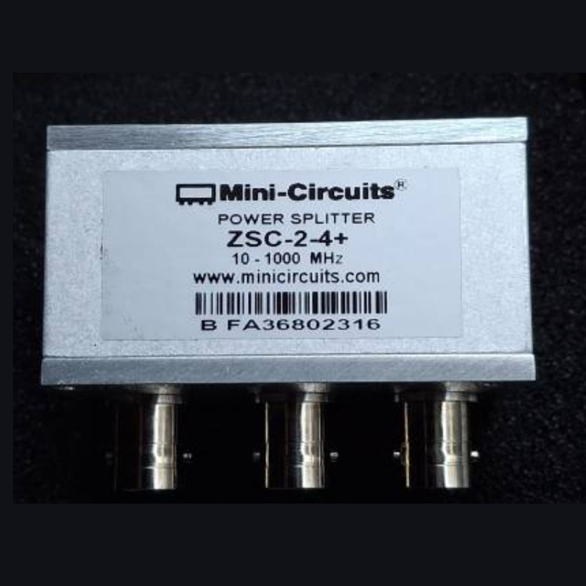 Splitter dan Combiner Frek 10 -1000MHz, Merk Mini Circuit Tipe ZSC-2-4 Ready Coaxial Power Splitter/ Combiner, merk MINI CIRCUIT
<p>BNC Type Connector, 2 Way-0&deg; 50&Omega;</p>

<p>Features:
<br/>&bull; wideband, 10 to 1000 MHz
<br/>&bull; low insertion loss, 0.5 dB typ.
<br/>&bull; high isolation, 35 dB typ.
<br/>&bull; excellent amplitude unbalance, 0.1 dB typ.
<br/>&bull; excellent phase unbalance, 1 deg. typ.
<br/>&bull; excellent VSWR, 1.15&colon;1 typ.
<br/>&bull; rugged shielded case</p>

<p>Applications:
<br/>&bull; VHF/UHF
<br/>&bull; cellular
<br/>&bull; communication systems</p>
